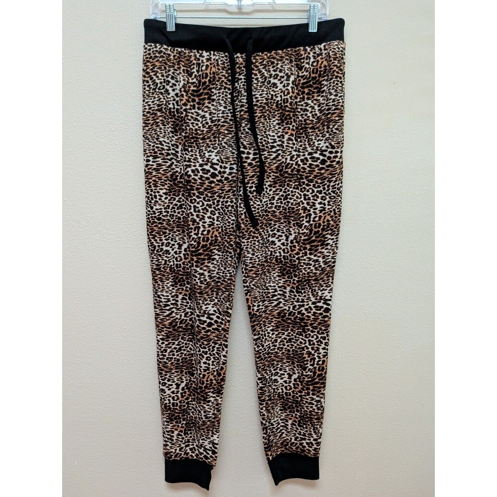 Juicy Couture Womens Sleepwear Joggers M Leopard Print Knit Lounge Pants Soft